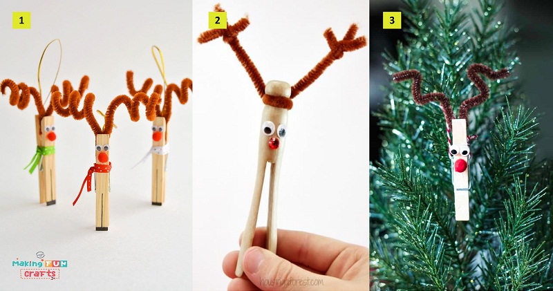 Clothespin Reindeer Christmas Ornaments